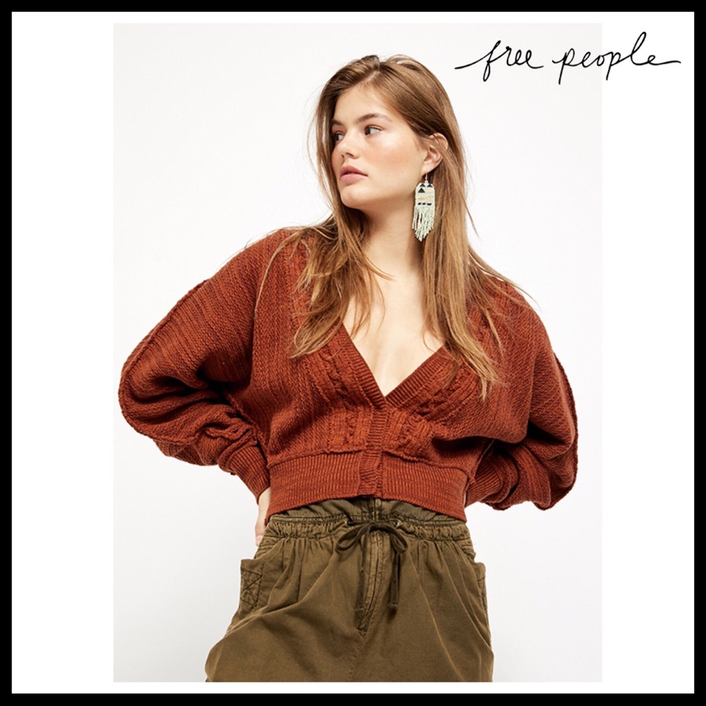 FREE PEOPLE BOHO CARDI CROPPED CARDIGAN A2C - Picture 9 of 16